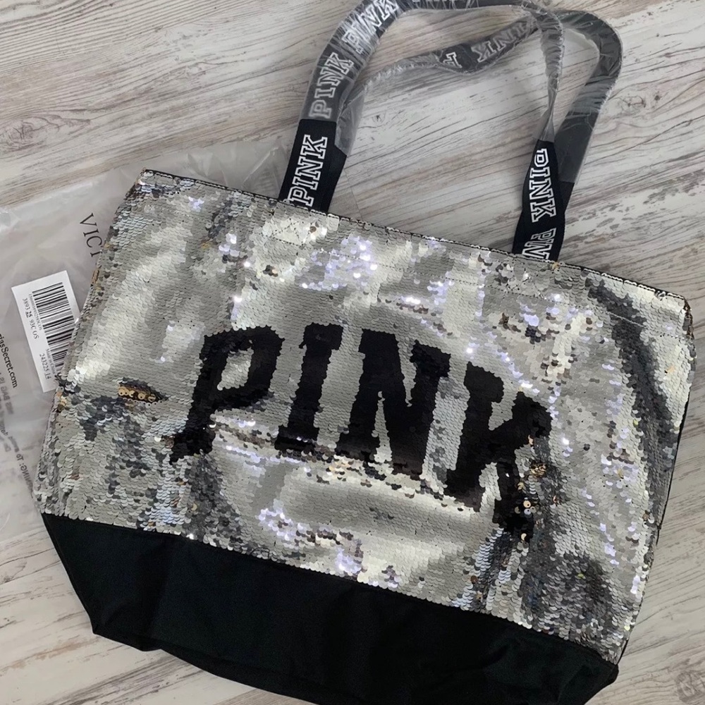Victoria’s Secret Pink Silver Sequin Tote